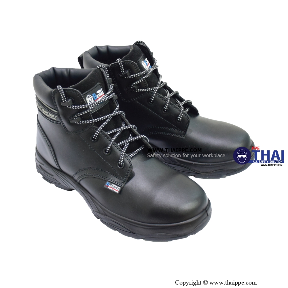 PICAZO BLACK-HEAT TECH (81028R) PICAZO-ST BLACK-PU/R (EH) (HRO) รองเท้านิรภัยหุ้มข้อ สีดำ พื้น PU/R ป้องกันไฟฟ้า 18 kV (New Model) ยี่ห้อ BESTSAFE Size : 41