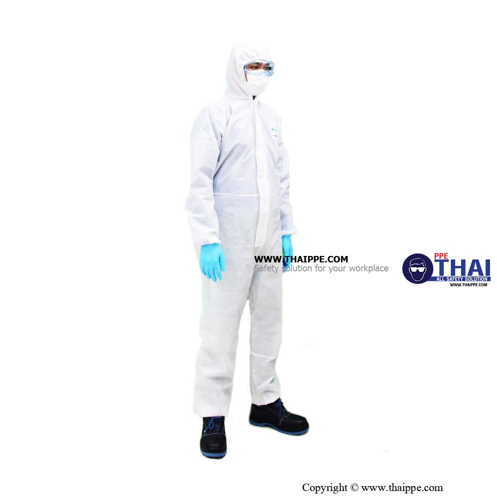 SF-001 COVERALL -SF-STANDARD-MED ชุดป้องกันฝุ่นและสารเคมี Type 5,6 Level C # BESTSAFE 