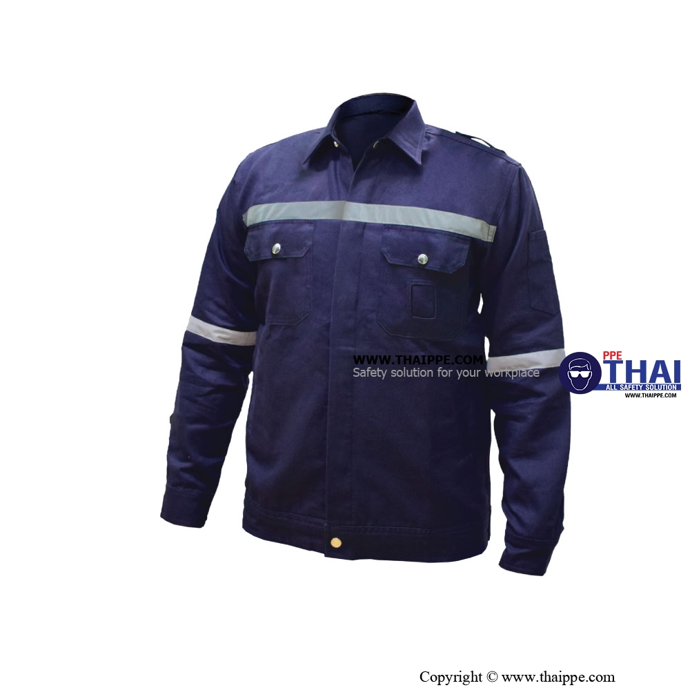 เสื้อแจ็คเก็ตกันไฟผ้า BESTSAFE FRC Stlye 03 PREMIUM  (แบบกระดุม) สีกรม