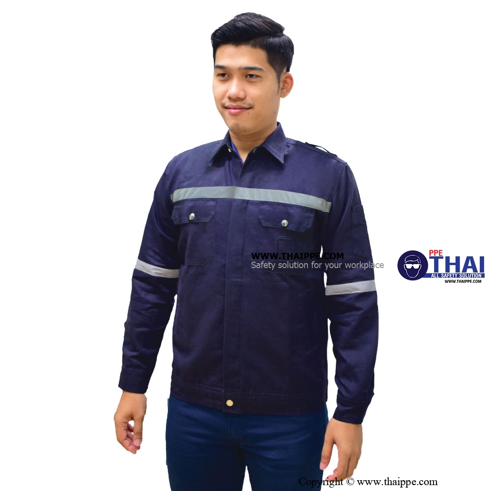 เสื้อแจ็คเก็ตกันไฟผ้า BESTSAFE FRC Stlye 03 PREMIUM  (แบบกระดุม) สีกรม