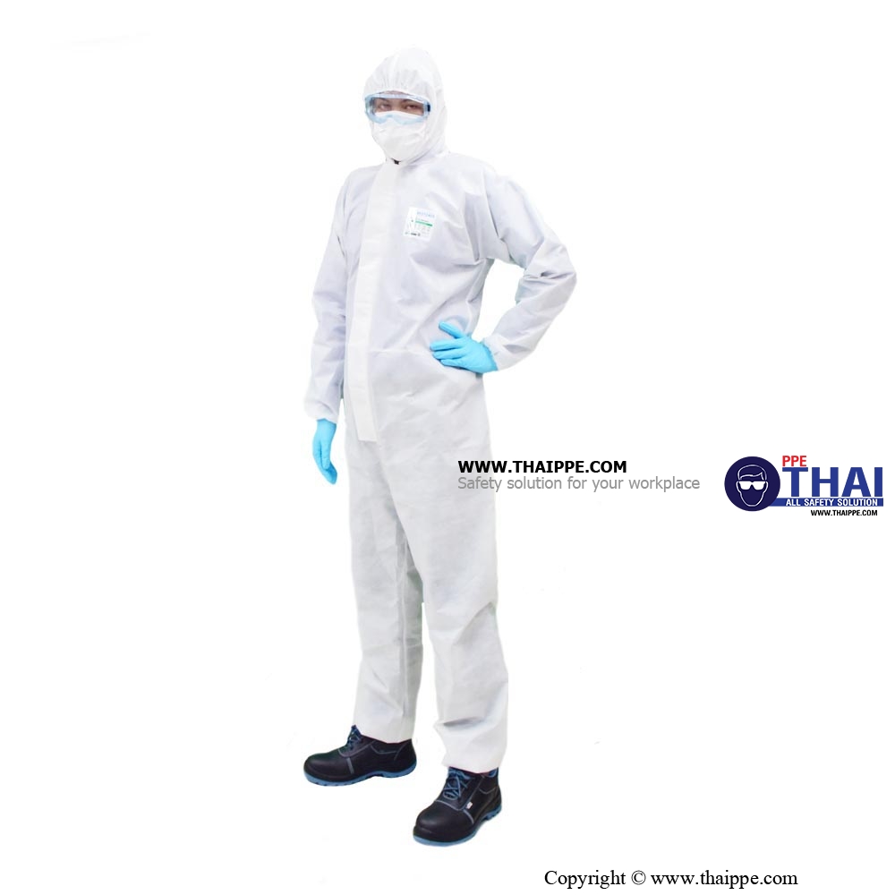 SF-001 COVERALL -SF-STANDARD-MED ชุดป้องกันฝุ่นและสารเคมี Type 5,6 Level C # BESTSAFE 