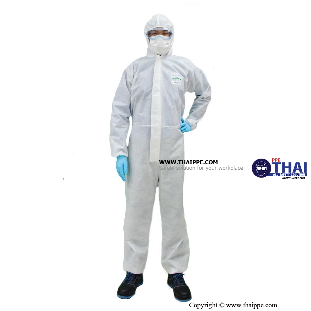 SF-001 COVERALL -SF-STANDARD-MED ชุดป้องกันฝุ่นและสารเคมี Type 5,6 Level C # BESTSAFE 