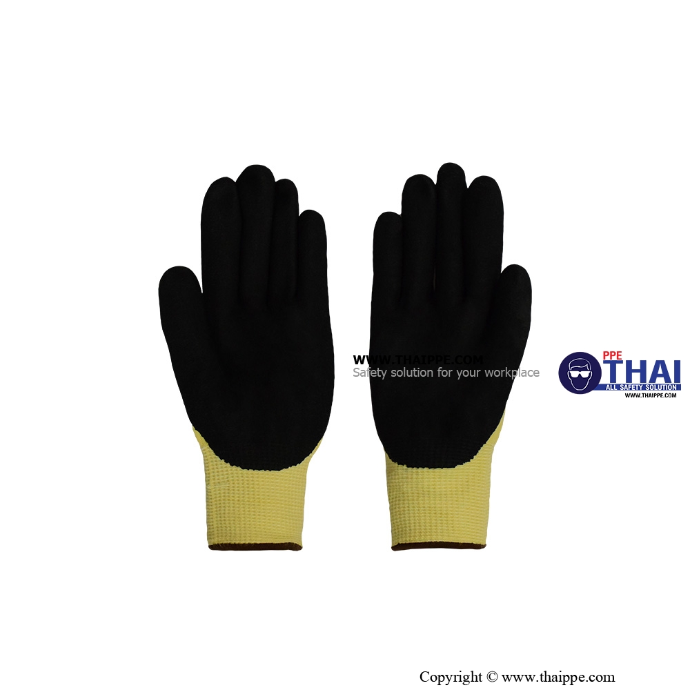 BG-730 ถุงมือผ้าเส้นใยกันบาด Aramid เคลือบ Coating-NITRILE [Cut-4]