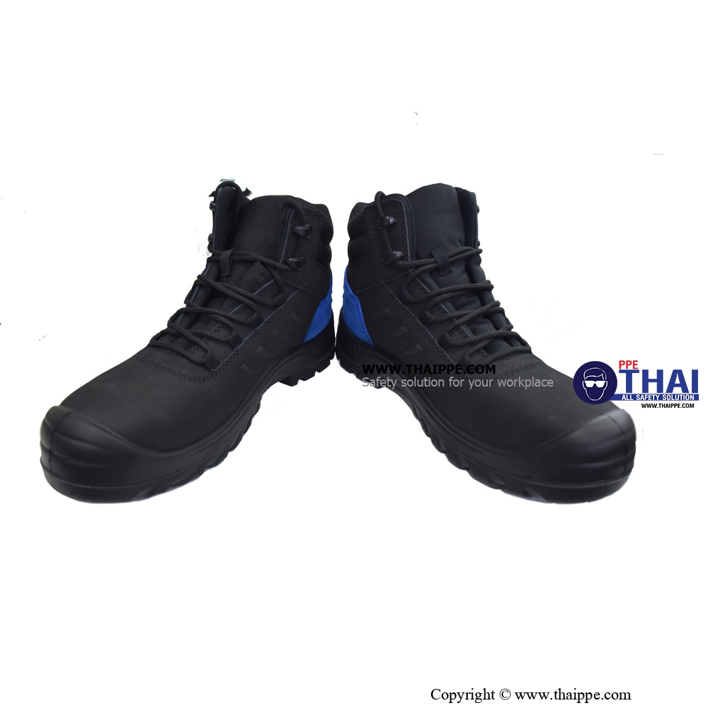 SPORT NUBUCK-TECH B #BESTSAFE รองเท้าหุ้มข้อ NUBUCK Leather ป้องกันการลื่น น้ำหนักเบา Heel Blue suede leather พร้อมแผ่นรองพื้น PU soft